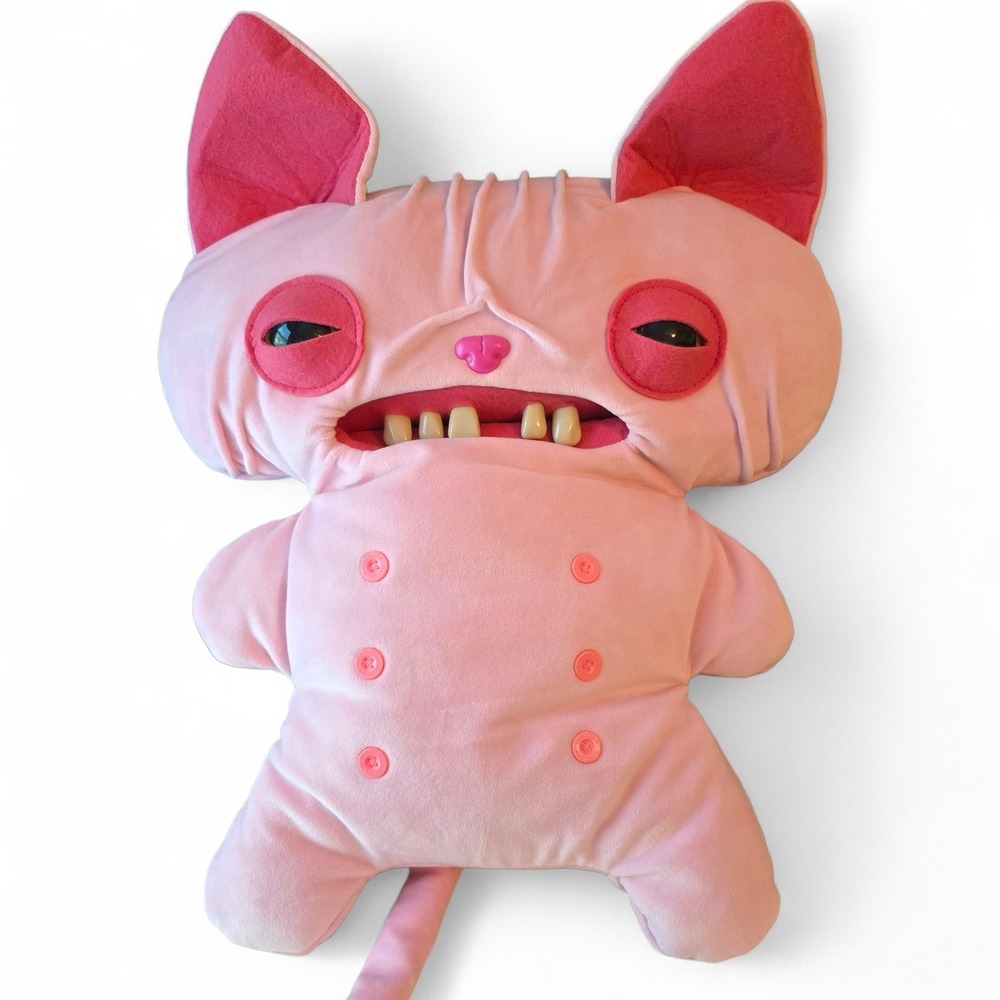 Fuggler‎ BIGG FUGGS 18" Wrinkle McStinkles Hairless Sphinx Cat Pink Plush NWT
